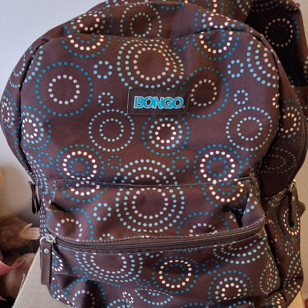 Bongo Brown And Teal Circular Pattern Backpack - image 1
